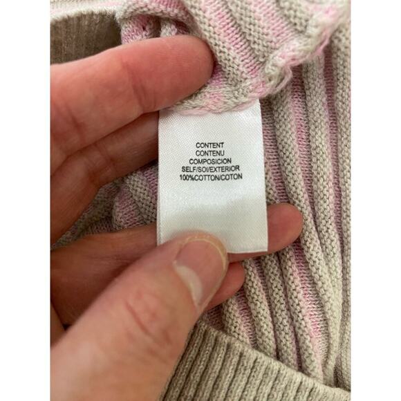 NWT WAYF Women's XS Pink Gray Striped Sleeveless Knit Midi Sweater Dress - Picture 6 of 7